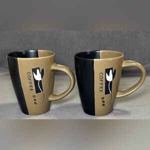 World Market Coffee Mug Cup With Spoon Holder Lot Of 2